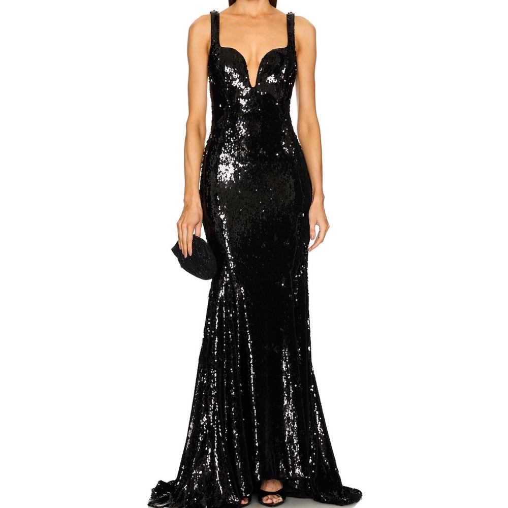 Michael Costello x REVOLVE Loren Black Sequin Gown - XS